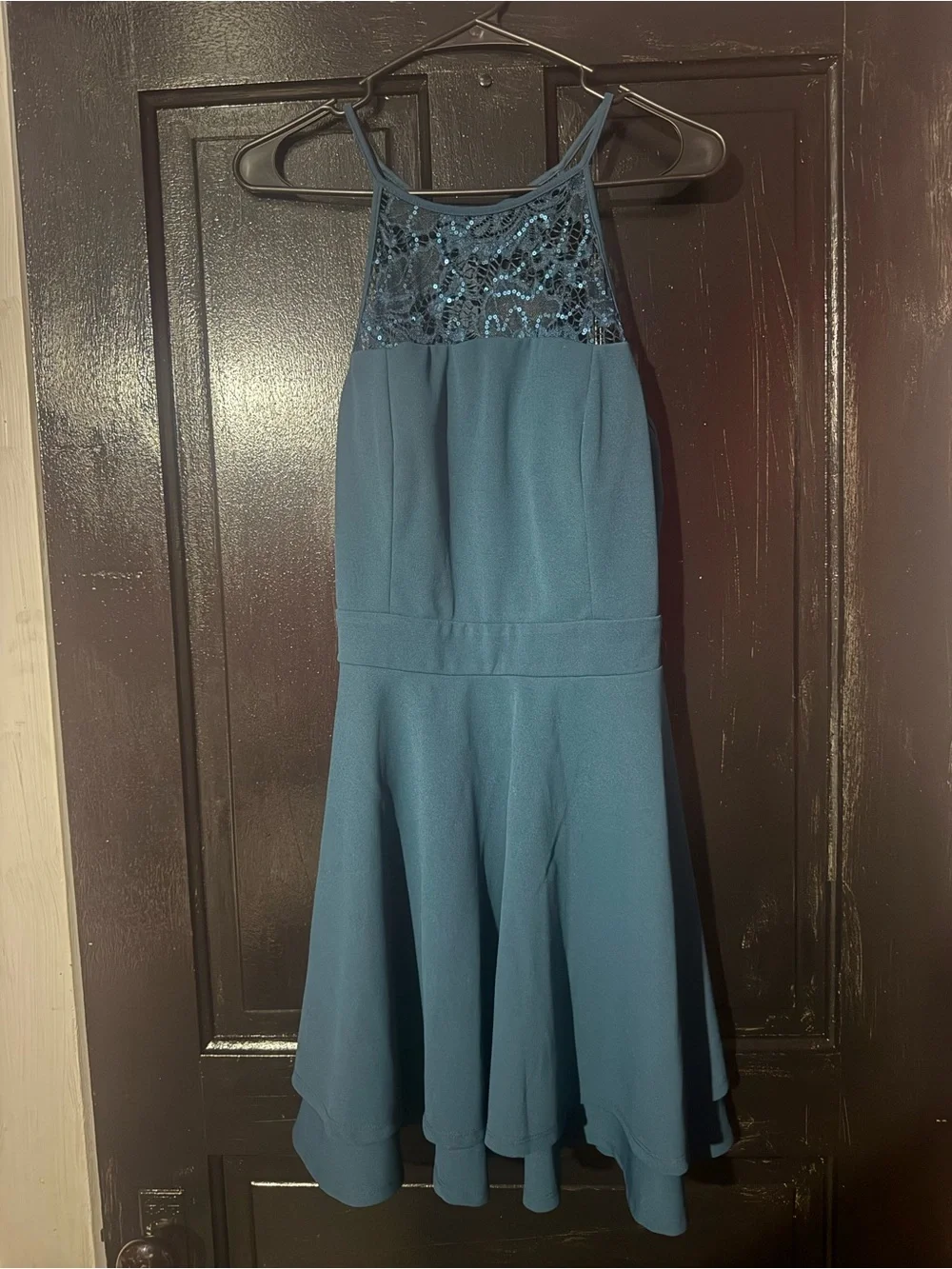 Teal lace/sparkly dress